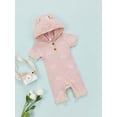 thumbnail image 3 of Chollius Newborn Baby Boys Girls Cotton Romper Outfit Short Sleeve Button Hooded Sun Print Jumpsuit Summer Casual Clothes Set, 3 of 9