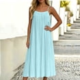 thumbnail image 7 of Horkkom Spaghetti Strap Dresses for Women V Neck Short Sleeve Solid Color Maxi Dresses Pleated Loose Casual Dresses, S-2XL, 7 of 7