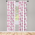 thumbnail image 3 of Ambesonne Pink Floral Curtains, Flowering Lotus Branch, Pair of 28"x84", Olive Green Pink and White, 3 of 5