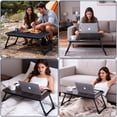 thumbnail image 6 of Adjustable Foldable Laptop Desk,Portable Lap Desk with Cup Holder and Phone Stand, Split Design Bed Table Tray for Working, Reading, Eating, Gaming on Bed Sofa Floor Black, 6 of 10