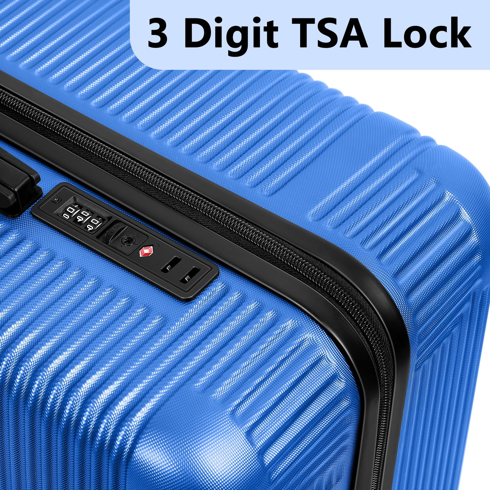Horizontal Stripe Luggage Travel 5-Piece Set Blue