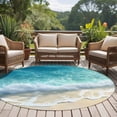 thumbnail image 5 of Summer Beach Coastal Round Rugs 8ft, Watercolor Seaside Waves Ocean Non Slip Washable Rug Runner, Low Pile Indoor Floor Carpet Mat Bathroom Rugs for Living Room, Bedroom, Kids Room, 5 of 9