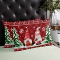 thumbnail image 4 of Red Gnomes Christmas Throw Pillow Cover, Pillowcase Protectors with Zipper, Breathable Decorative Lumbar Pillow Case Cover, Xmas Tree Snowflake Winter Pillow Shams for Couch Sofa 16x24Inch, 4 of 8