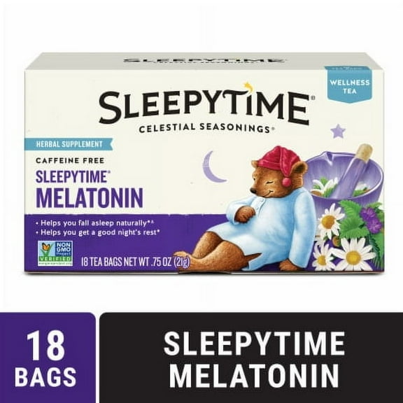 Pack of 2 - Celestial Seasonings Caffeine Free Sleepytime Wellness Tea Plus Melatonin 18 ct