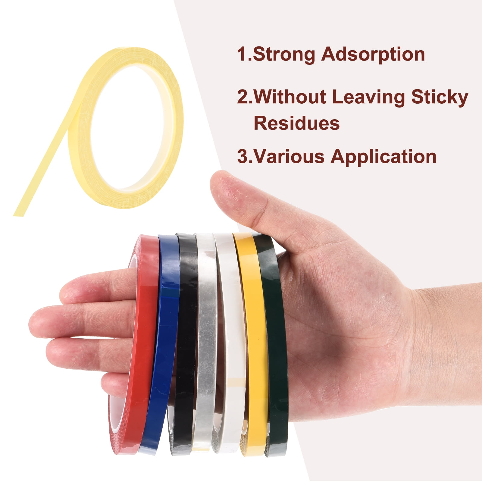 Uxcell 10 Rolls Whiteboard Tape Graphic Chart Tape 8mm 54.7 Yard Art Tape Thin Self-Adhesive Pinstripe Tape Masking Tape, Light Yellow