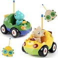 thumbnail image 1 of Coche de juguete QPOU con control remoto con dinosaurio, paquete de 2 unidades para niños mayores de 18 meses, 1 of 7
