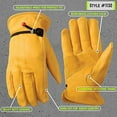 thumbnail image 6 of Leather Work Gloves with Adjustable Wrist, Palm Patch, Cowhide, XX-Large (Wells Lamont 1132XX), 6 of 13