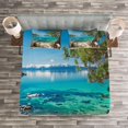 thumbnail image 3 of Ambesonne Romantic Quilted Bedspread Set 3 Pcs, Tahoe Snowy Mountain, Queen Size, Pale Blue Green Eggshell, 3 of 3