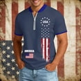 thumbnail image 2 of xfsWaSs 4th Of July Shirts For Men American Flag T-Shirt Casual Half Zip Short Sleeve T Shirt Tops Patriotic Independence Day Celebration Patriotic Tees Top, 2 of 4