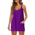 thumbnail image 4 of Borniu Womens Tennis Dress Workout Mini Dress with Shorts Sleeveless Spaghetti Straps Golf Athletic Dresses, 4 of 7