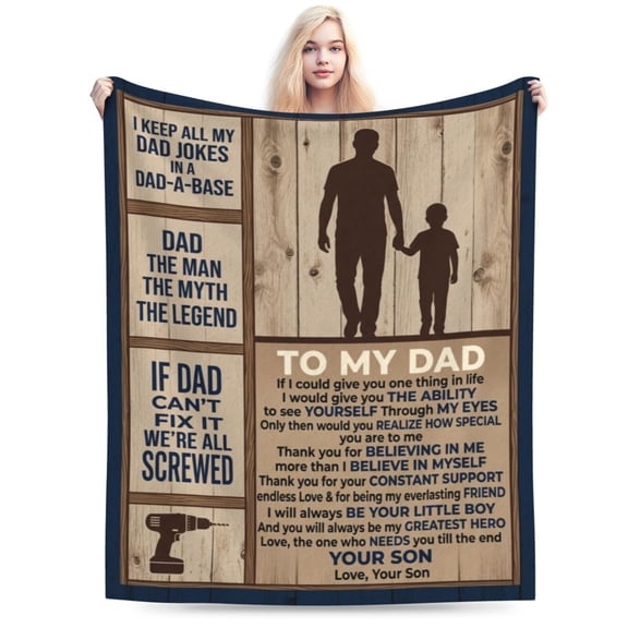 Dad Birthday Gift - Dad Gifts for Birthday from Son - Gift for Fathers Blanket Fathers Day Men Husband Him Soft Throw Blanket 50x40