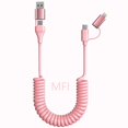 thumbnail image 2 of TRHOO-Coiled USB C Lightning Cable 4 in 1 [Apple Carplay Android Auto], 60W Fast Charging USB C to USB C Cable MFi Certified, iPhone Car Pink Charger Carplay Cord for iPhone 16 15 14 iPad Android, 2 of 4