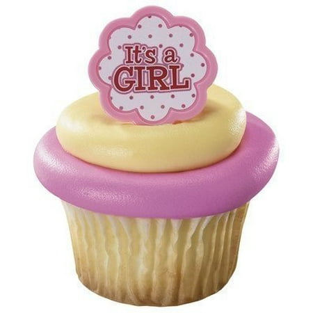 48 Ct It S A Girl Pink Baby Shower Cupcake Rings Walmart Com