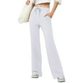 thumbnail image 2 of CQONEPT Women's Drawstring Sweatpants Baggy Wide Leg High Waisted Trousers Straight Leg Workouts Pants with Pockets White M, 2 of 6