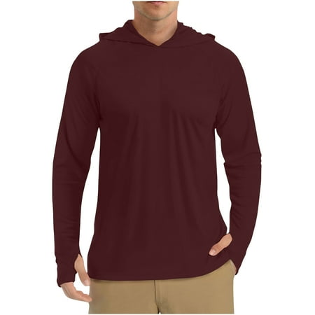 Ftwytp Mens Sun Protection Hoodie Shirt Long Sleeve Rash Guard Fishing Outdoor Running Shirts Lightweight Quick Dry Men s Summer Sunscreen Is Lightweight Breathable Long Sleeve Hooded Blouse