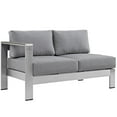 thumbnail image 3 of Modway Shore 4 Piece Outdoor Patio Aluminum Sectional Sofa Set in Silver Gray, 3 of 7
