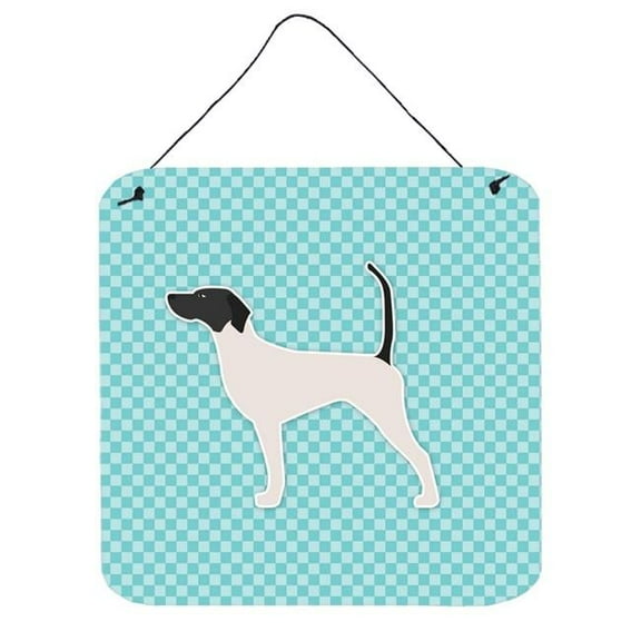 English Pointer Checkerboard Blue Wall or Door Hanging Prints