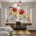 thumbnail image 6 of Curtains 63 Inch Length 2 Panels, Retro Floral Grommets Window Treatment Curtain, Red Yellow Tulips Barm Doors Farmhouse Wooden Thermal Curtains Drapes for Living Room/Bathroom, 6 of 9