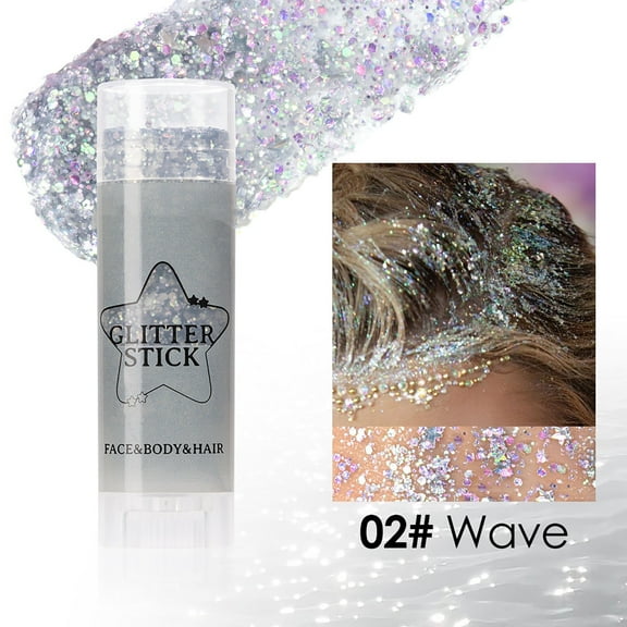 Face Body Glitter Stick, Multi-Purpose Blue Glitter Gel for Hair and Face, Waterproof Sparkle Formula for Festival and Party Makeup