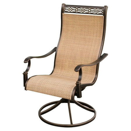 Hanover Outdoor Manor 9-Piece Outdoor Dining Set with 8 Swivel Rockers, Cedar/Bronze