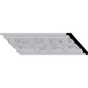 3 7/8"H x 3 7/8"P x 5 1/2"F x 94 1/2"L, (1/2" Repeat) Rose Crown Moulding