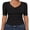 Black, variant on Womens Half Sleeve Tops V Neck Ribbed Knit Slim Fit Basic T Shirts 2026 Summer Casual Tees Spring Trendy Clothes White Medium
