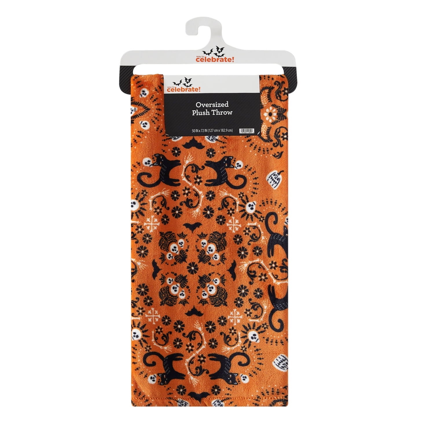 Way To Celebrate Cats Bandana Plush Oversized Couch Throw Blanket, Orange, 50 x 72 in