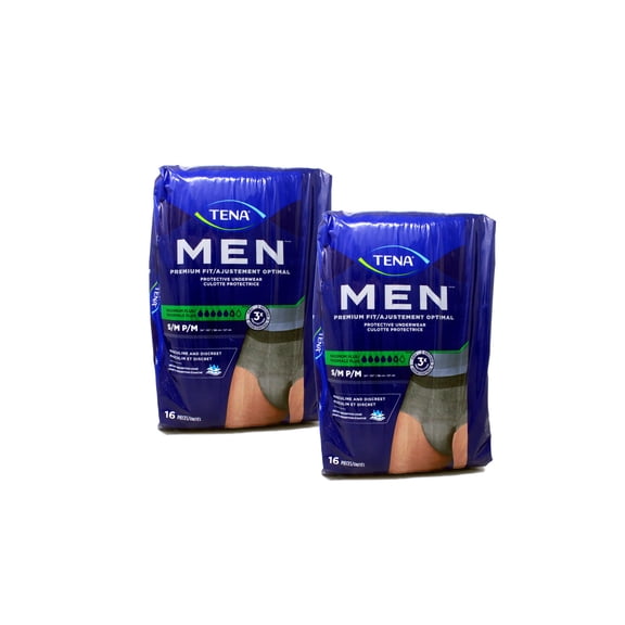 TENA Incontinence Underwear for Men, Protective, Medium/Large 16 ea (Pack of 2)