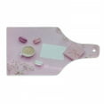 thumbnail image 1 of Colorful Cutting Board, A Cup of Coffee Image Along Macaroons Packaged Gift and Flowers on Table, Decorative Tempered Glass Cutting and Serving Board, in 3 Sizes, by Ambesonne, 1 of 2