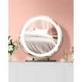 thumbnail image 3 of YUSAZENS Tabletop LED Makeup Mirror, 19 Inch Round Aluminum Alloy Vanity Mirror with LED Light Strip, 3 Color Dimmable Touch Control Black, 3 of 9