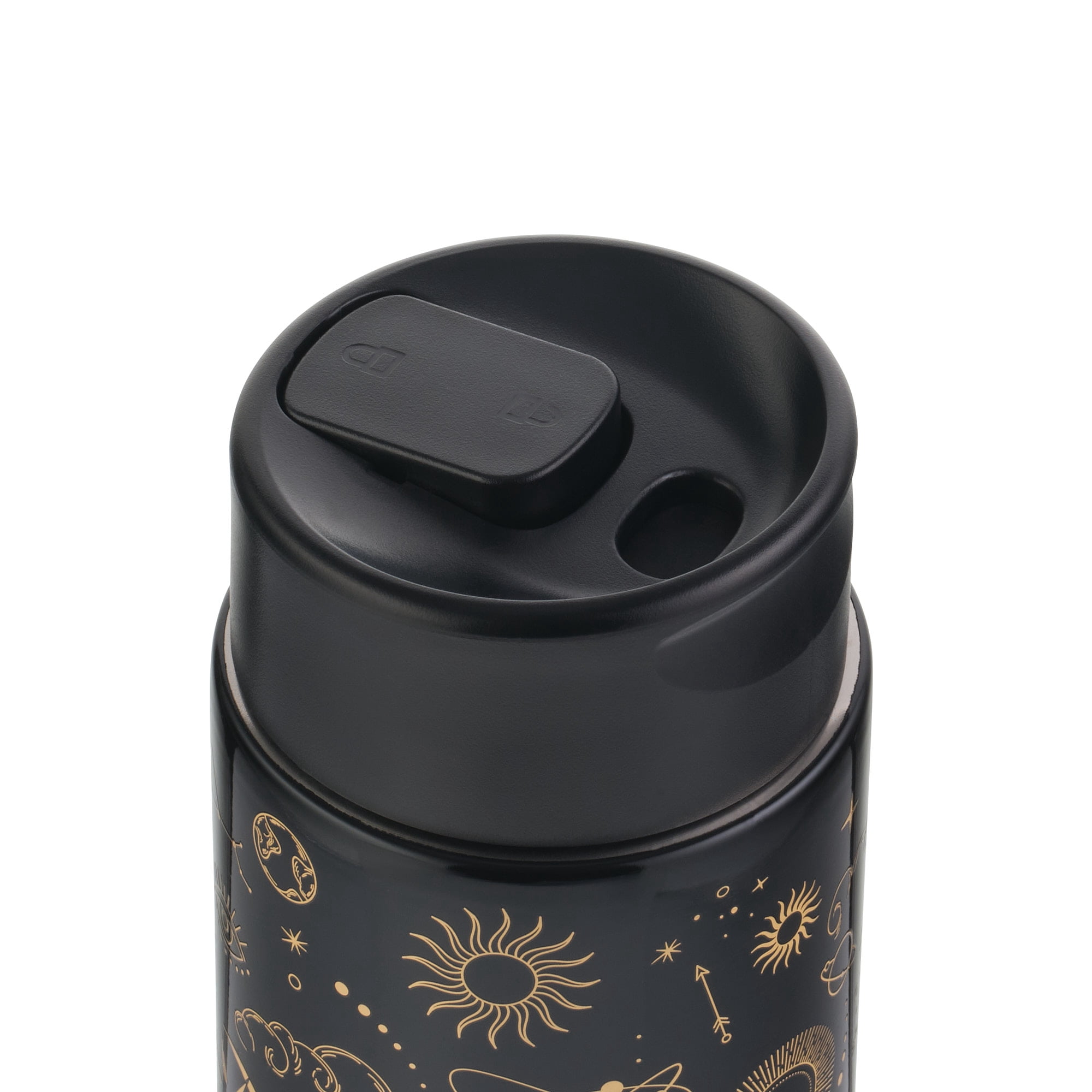 Thyme & Table 22 fl oz Stainless Steel Coffee Tumbler with Frother, Black Zodiac