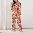 thumbnail image 2 of KLL Skull rock record Print Women's Long Sleeve Pajamas with Pants Sleepwear Loungewear 2 Set-X-Large, 2 of 7