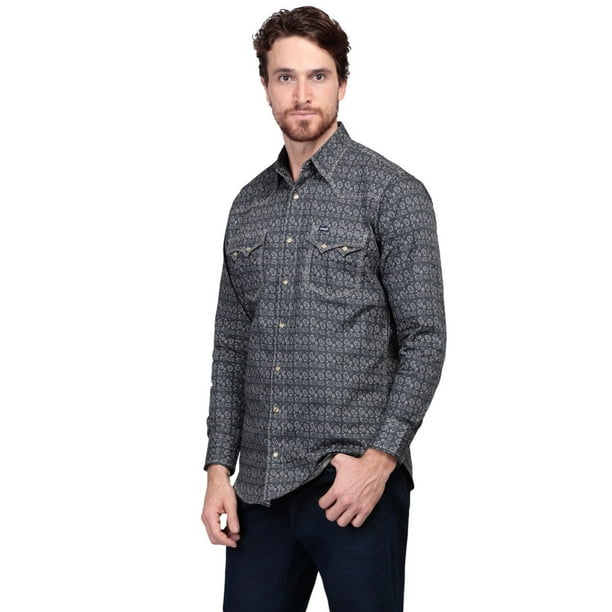 Camisa Vaquera Moderna Wrangler Manga larga Hombre 712 Gris oscuro M