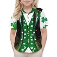 thumbnail image 4 of LEKWK Boys St. Patrick's Day Shirt Faux Leprechaun Vest Graphic Short Sleeve Button Down Top Novelty Irish Costume, 4 of 9