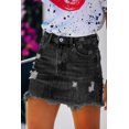 thumbnail image 4 of Women's Black Distressed Raw Hem Denim Skirt, 4 of 6
