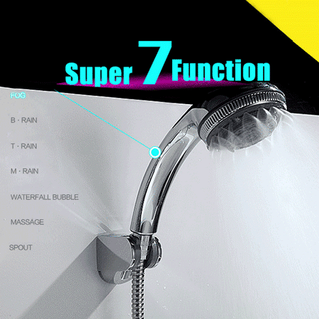 7 Mode Function Shower Head Sprayer Sprinkler Bathroom ABS Chrome Water Saving Pressure Hand Held (Best Water Saving Shower Head)