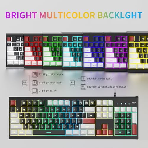 MageGee Creamy Keyboard,K2 Keyboard Wired RGB Backlit 104 Keys