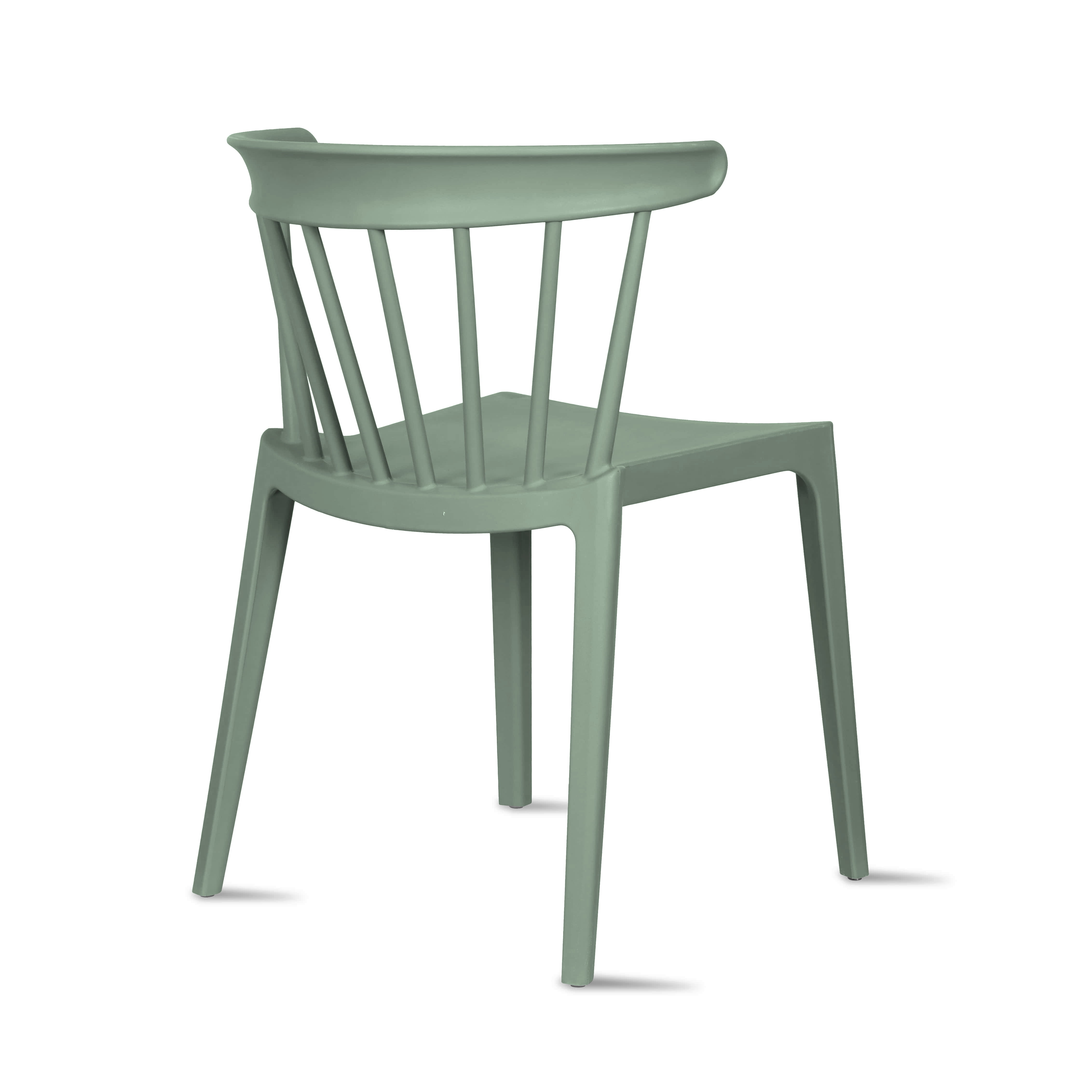 2xhome Stackable Patio Chair | Spindle Slat Back | Weather Resistant Molded Plastic | Lightweight Space Saving Elbow Design for Dining, Kitchen, Indoor, Outdoor, Green, Set of 1, 1 piece