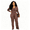 Brown, variant on Women's 2 Piece Set Slim Fit Button Front Cropped Cardigan Long Sleeve Top And Pants Relaxed Fit for Daily Wear And Casual Occasions Brown_#74 L