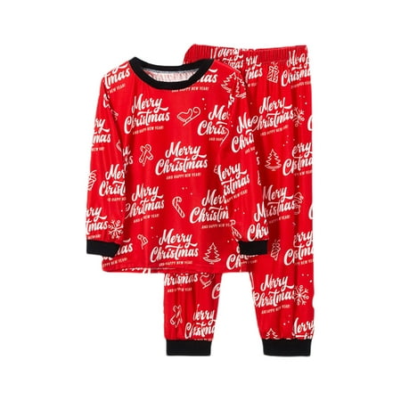 Multitrust Christmas Family Matching Pajamas Letters Print Tops with Pants
