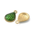 thumbnail image 2 of 10 pc Ion Plating(IP) 304 Stainless Steel Pendants with Enamel Real 18K Gold Plated Teardrop Charm Green 22x14x3.5mm Hole: 2.5mm, 2 of 3