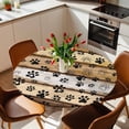 thumbnail image 2 of Paw Print Elastic Fitted Round Table Cover Animal Brown Wood Grain Waterproof Outdoor Tablecloth for Holiday Party, Picnic, Patio & Dining Fits Tables Up to 36"-44", 2 of 8
