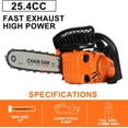 thumbnail image 4 of Floseru 12 Inch Top Handle Gas Chainsaw, 2-Stroke 25.4cc Lightweight Chain Saws for Wood Cutting, Tree Pruning, Firewood Preparation & Yard Maintenance, 4 of 7