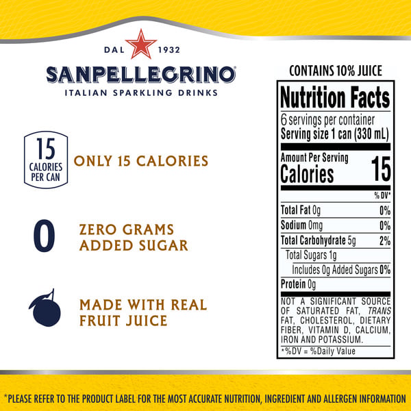 thumbnail image 6 of Sanpellegrino Italian Sparkling Drink, Limonata, 11.15 fl oz, 12 Cans, 6 of 7