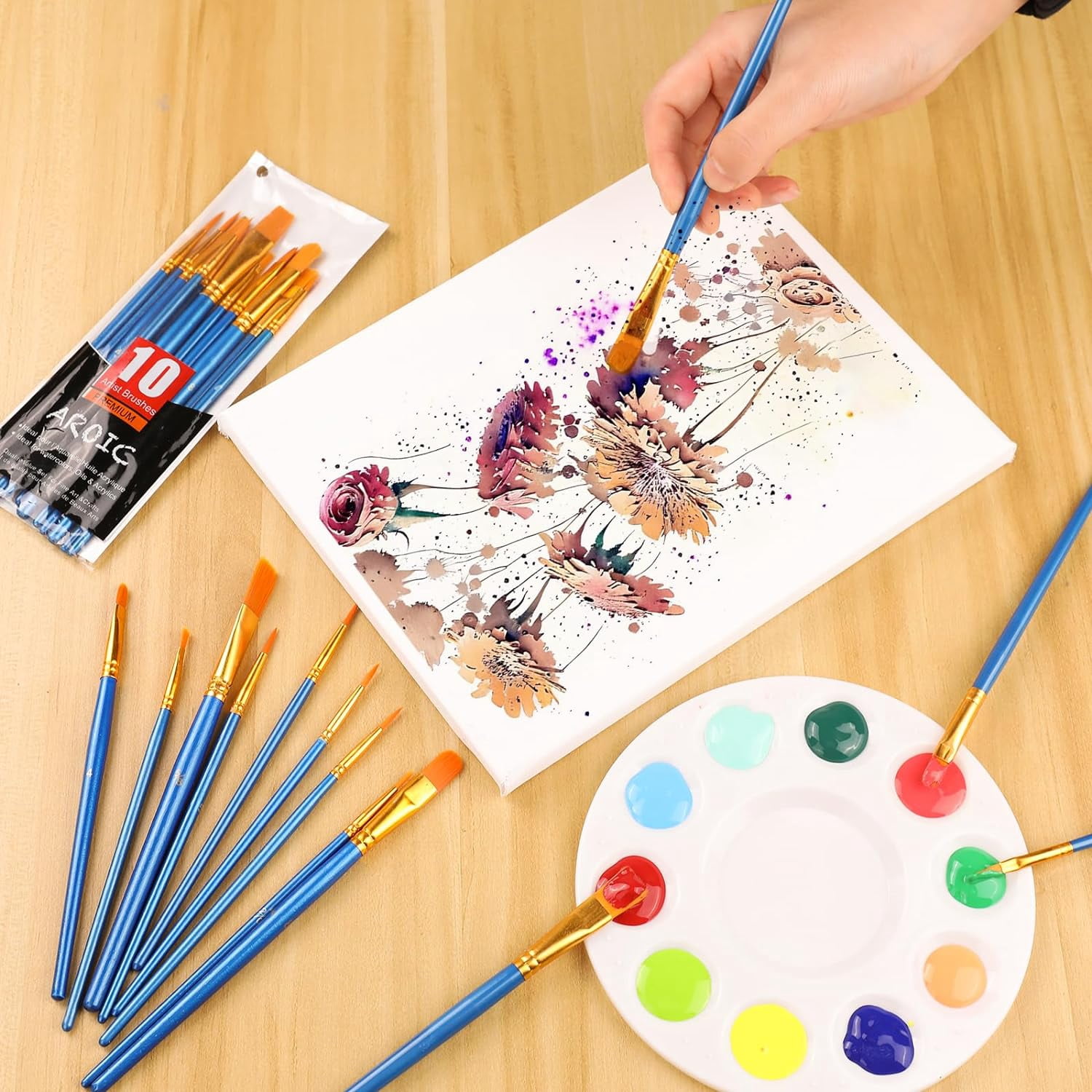Paint Brushes Palette Set,24 Pack/240Pcs Acrylic Paint Brushes and 24 Palettes, Professional Artist Brushes, Finger and Face Painting Oil Painting Watercolor Kid's and Adult Painting Art Set.