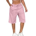 thumbnail image 3 of Cutuoiiu Women Fashion Solid Color High Waist Tie Waist Cotton Linen Shorts with Pleated Detail and Side Pockets Gift, 3 of 9