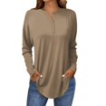 thumbnail image 2 of Tee Shirts for Women Fall Casual Long Sleeve Button Shirts Sweatshirt Vintage Top Pullover, 2 of 5