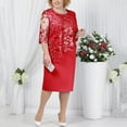 thumbnail image 2 of Baqcunre Plus Size Dresses for Curvy Women Plus Size Women Lace Short Sleeve Midi Dress Ladies Cocktail Evening Party Dress Plus Size Swimsuit for Women Dresses for Women 2024 Red 5XL(Hot), 2 of 4