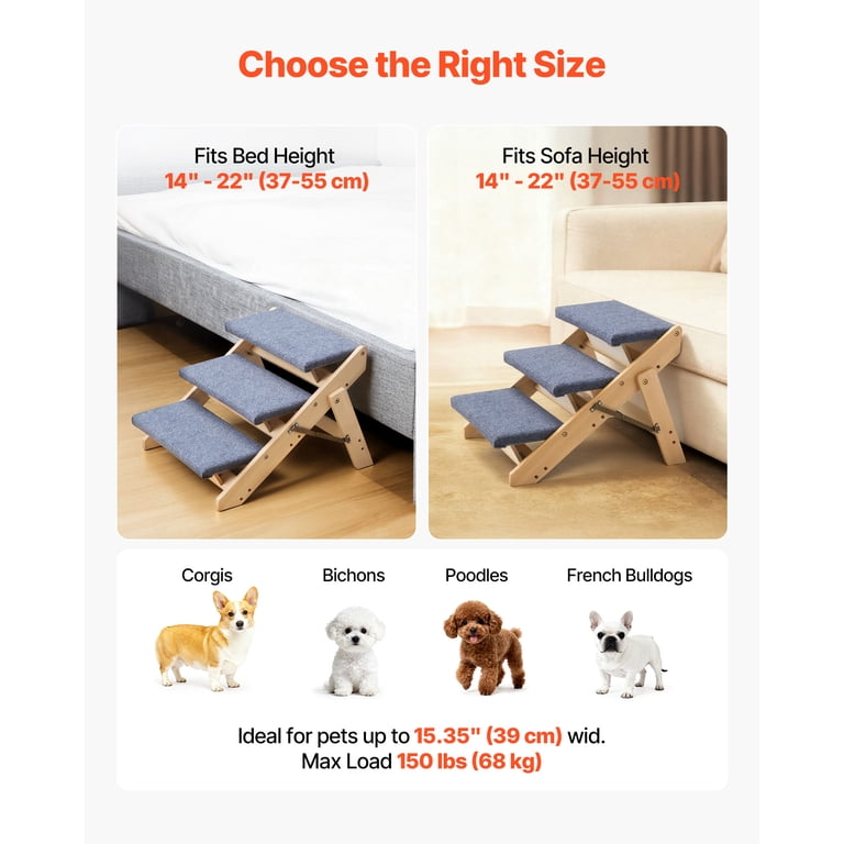KFFKFF Wooden 3-Step Pet Stairs, Foldable Design photo 5
