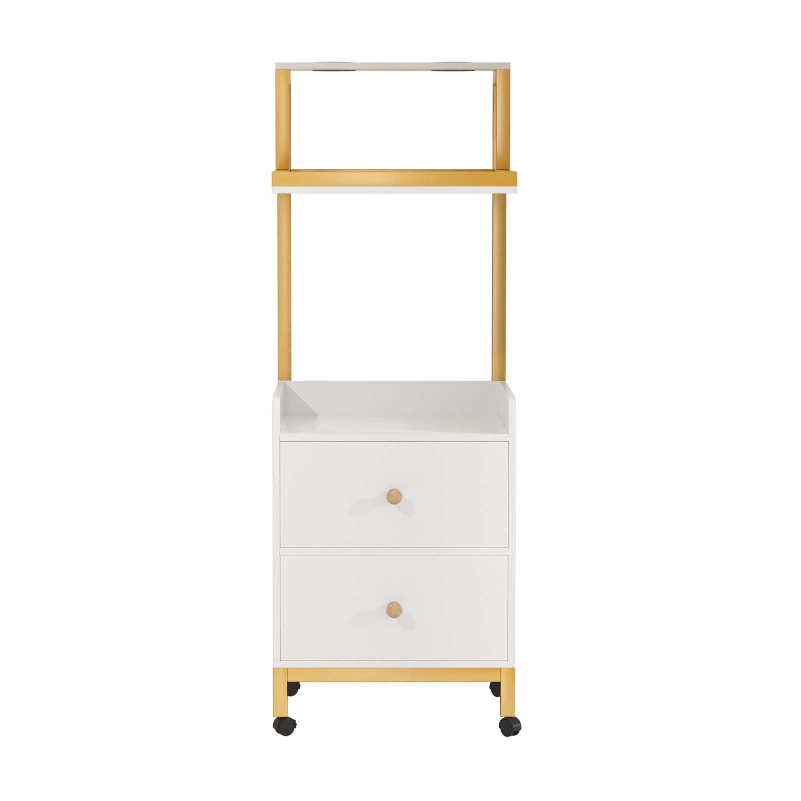 Trendix Salon Trolley Cart with Wheels, 2 Drawers Barber Station Hair Stylist Tool Storage Cabinet